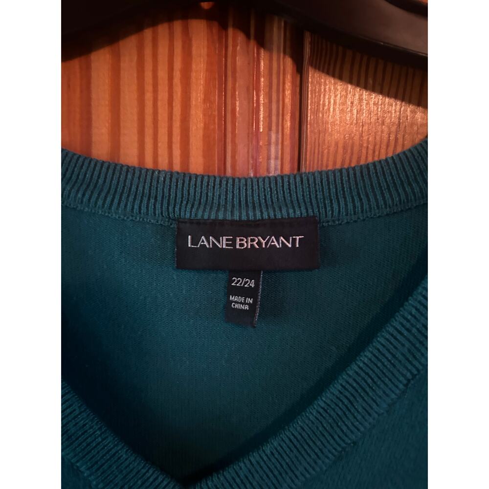 Lane Bryant Lace Appliqué V Neck Pullover Sweater Stretch Lightweight Knit 22/24 - Picture 3 of 4